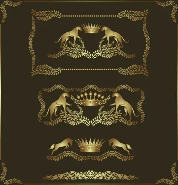decorative card template luxury golden european royal symbols