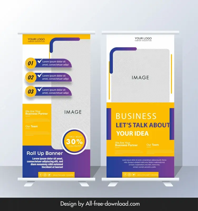 event conference roll up banners templates elegant vertical 
