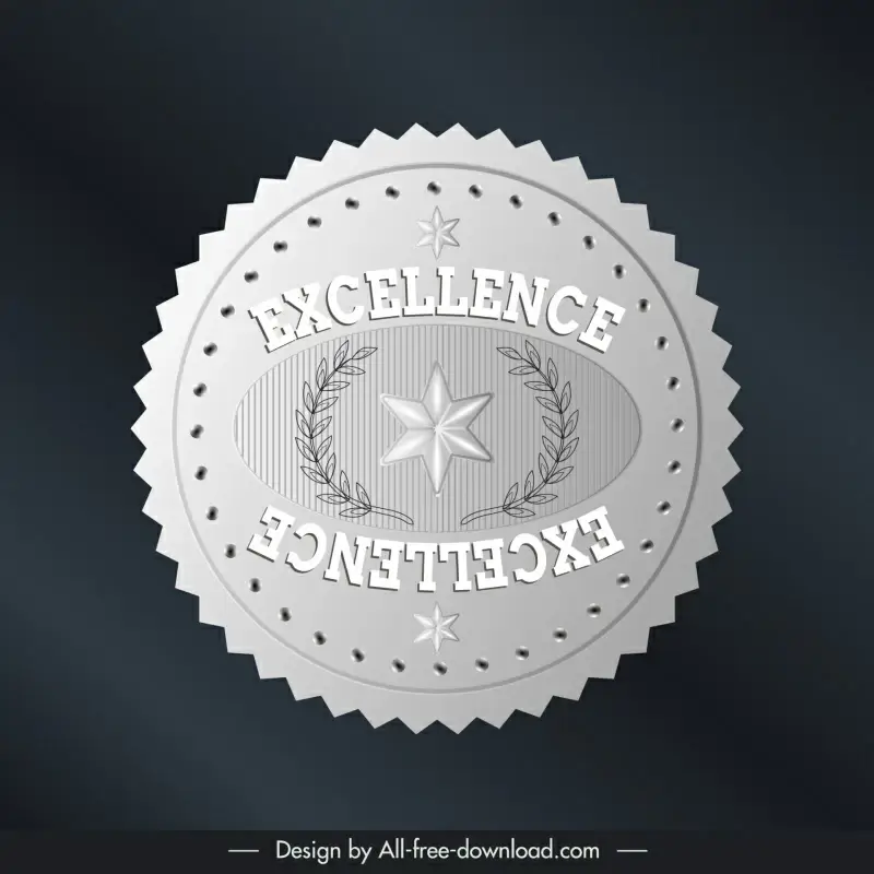 excellence stamp template modern symmetric serrated design