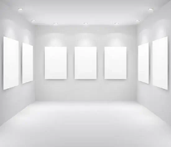 painting gallery room decor template shiny white 3d sketch