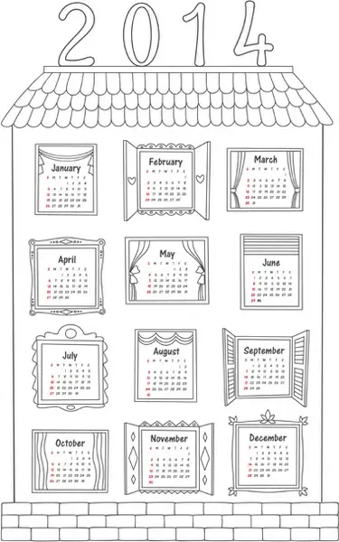 exquisite14 calendars creative design vector