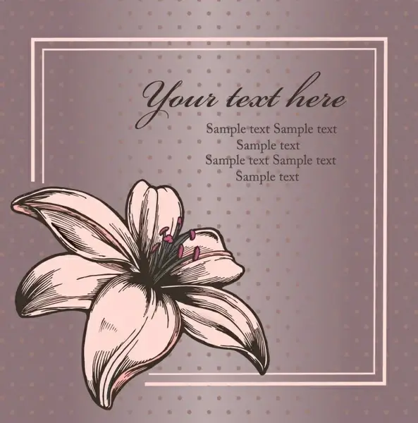 lily card background elegant classic petal sketch