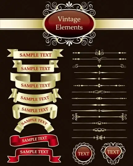 document decoration design elements shiny colored vintage design