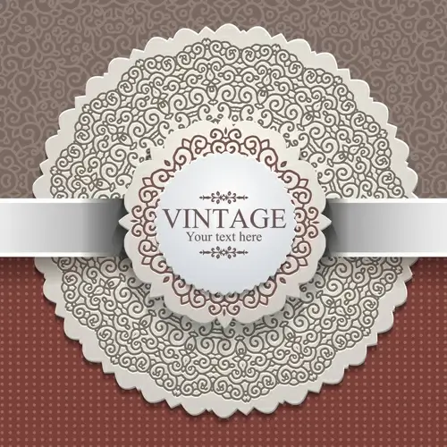 exquisite lace vintage cards vector set
