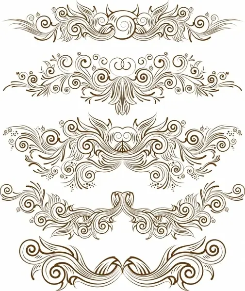 decorative elements elegant symmetric curves shapes
