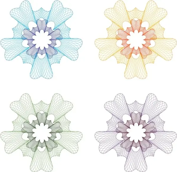 decorative floral kaleidoscope templates mockup symmetrical shapes