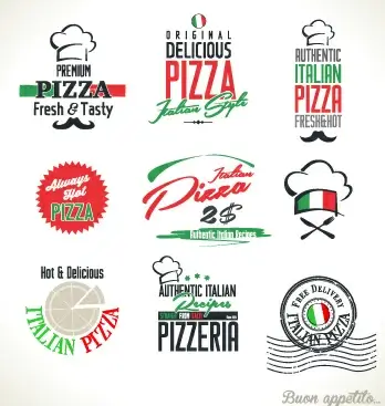 exquisite pizza logos design vector