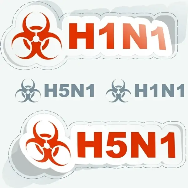 disease warning sticker templates modern paper cut shapes
