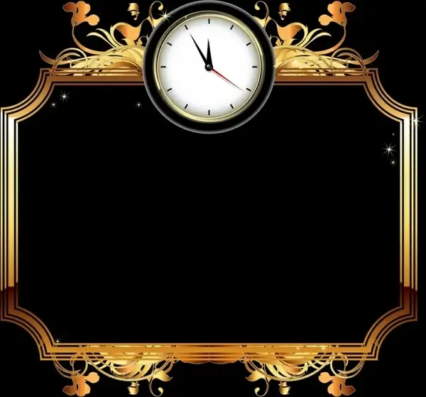 clock frame template luxury elegant shiny golden black