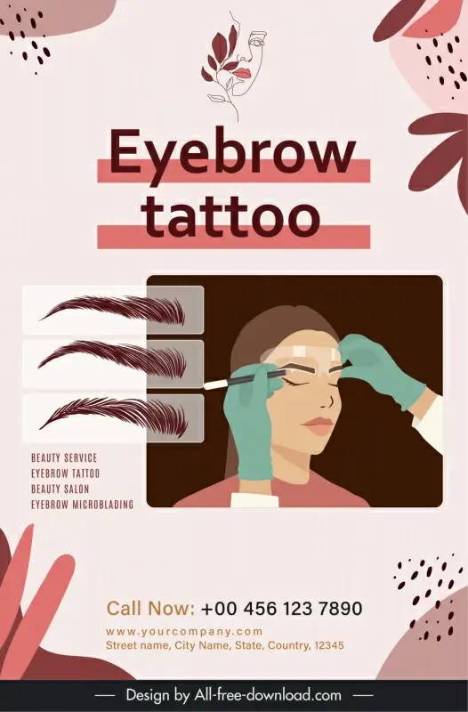 eyebrow tattoo poster template classic cartoon 