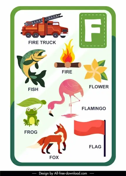 f alphabet education background colorful symbols sketch