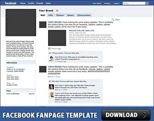 Facebook Fanpage Free PSD Template