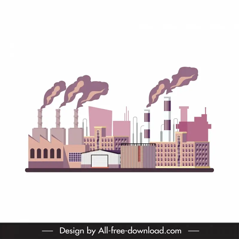 factory sign icon colored design exhausting smoke sketch