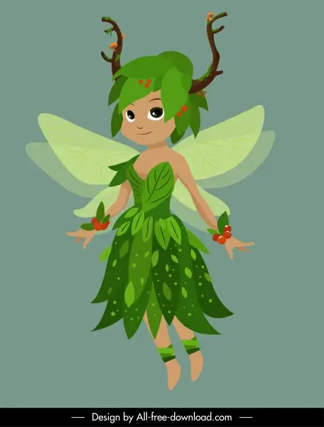 fairy character icon tiny flying girl cartoon design