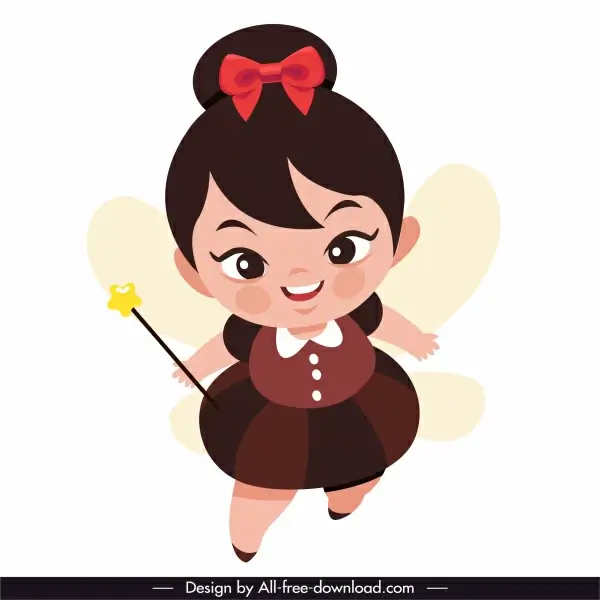 fairy icon cute little girl sketch cartoon character