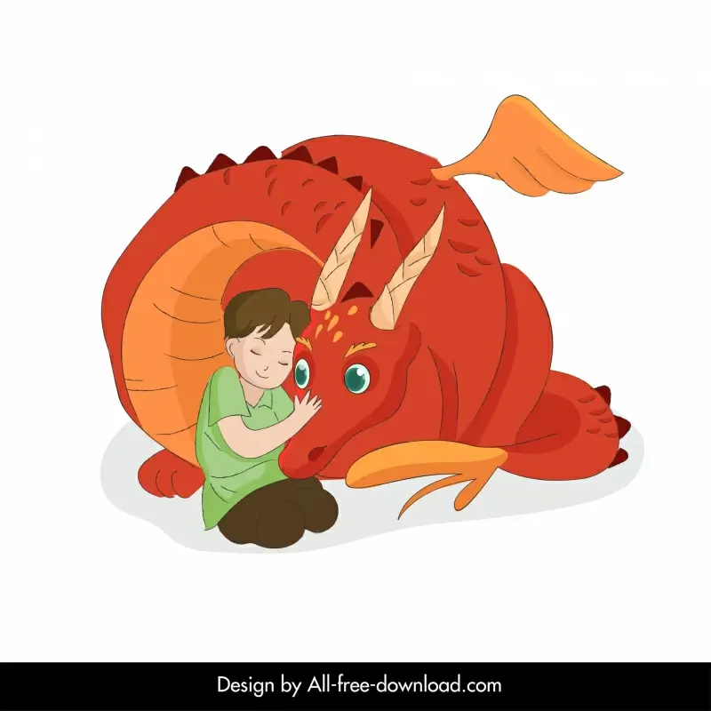 fairy tale design elements lovely dragon boy cartoon