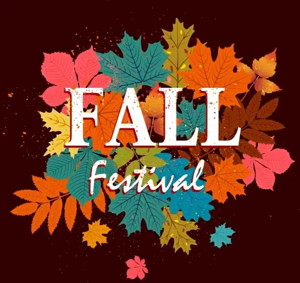 fall festival background colorful leaves ornament dark design