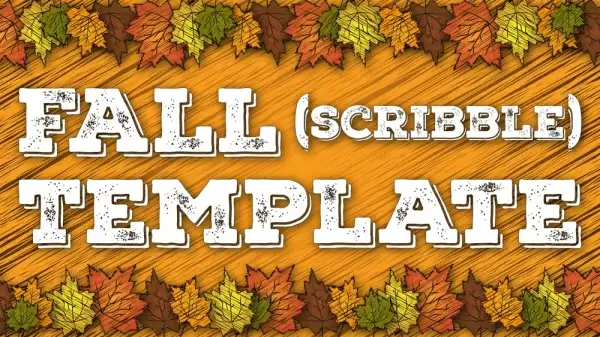 fall scribbled leaf and background template for thanksgiving cards