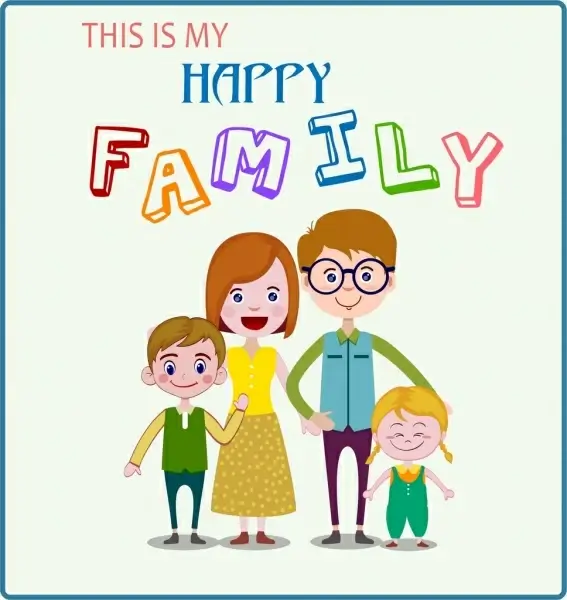 family day banner cute cartoon design multicolored texts