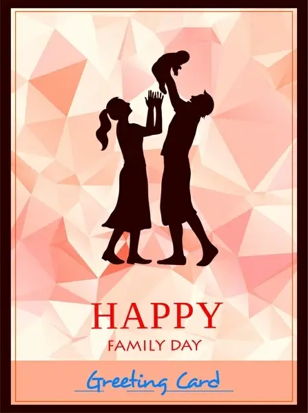 family day card silhouette style on diamond background