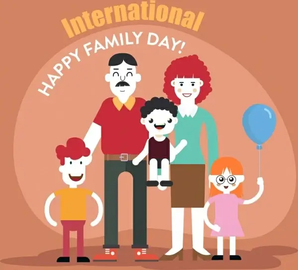 family day poster happy family icon cartoon characters