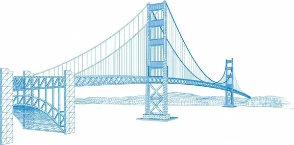 modern bridge drawing 3d colored sketch