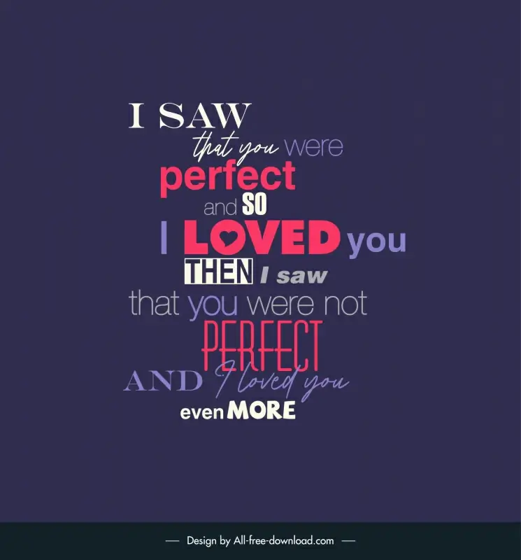 famous love quotes poster template flat calligraphic texts layout 