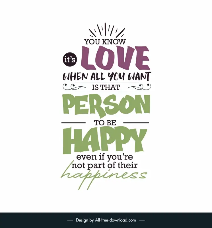 famous love quotes poster template flat dynamic classical calligraphic texts decor