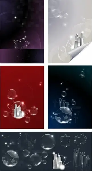 fantasy background templates modern 3d building globe bubbles