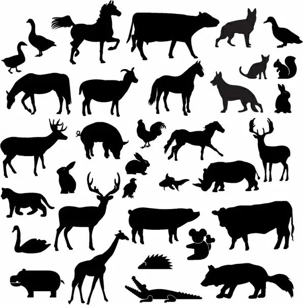 Farm animal silhouette collection