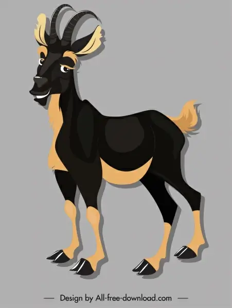 farm goat icon colored cartoon sketch