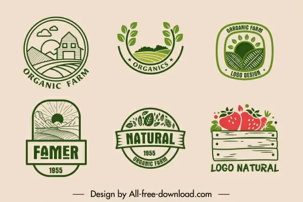 farm product logotype retro flat decor