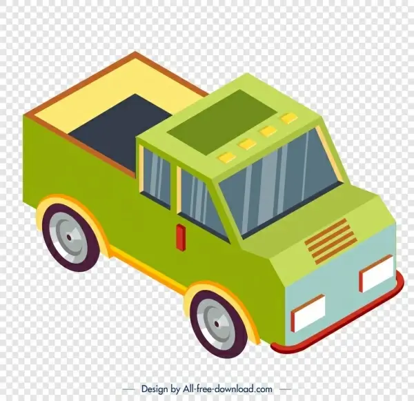 farm truck icon green 3d sketch