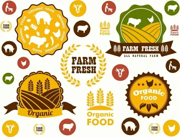 farming stamps templates flat colored classical decor