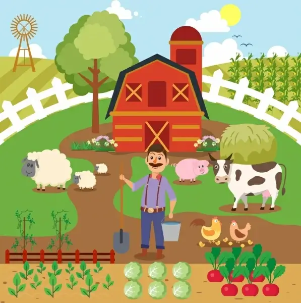 Farming work poster agricultural crop sketch cartoon design Vectors graphic  art designs in editable .ai .eps .svg .cdr format free and easy download  unlimit id:6850677