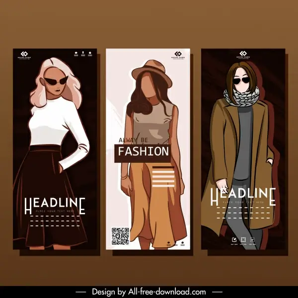 fashion advertising banners elegant ladies sketch vertical design