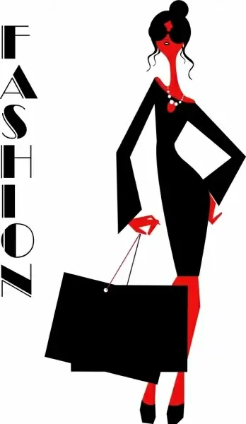 fashion background black white red decor lady icon