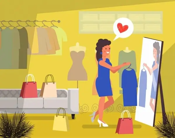 fashion background shopping lady icon cartoon design