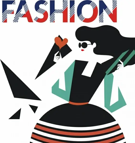 fashion banner lady icon colorful geometric decor