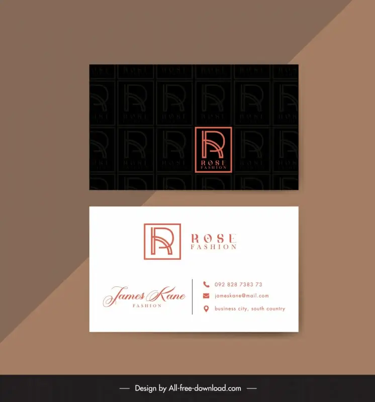 fashion business card template flat elegant plain texts