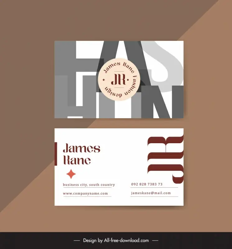 fashion business card template flat elegant texts
