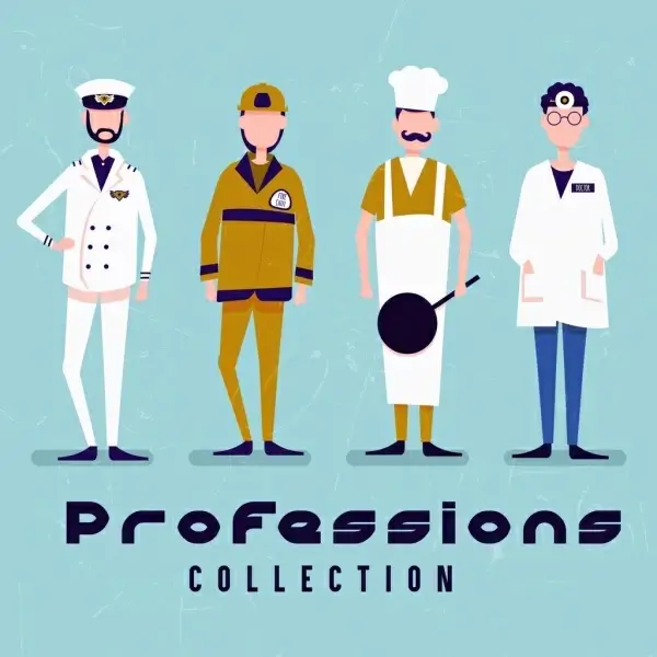 fashion collection banner male profession costume icons