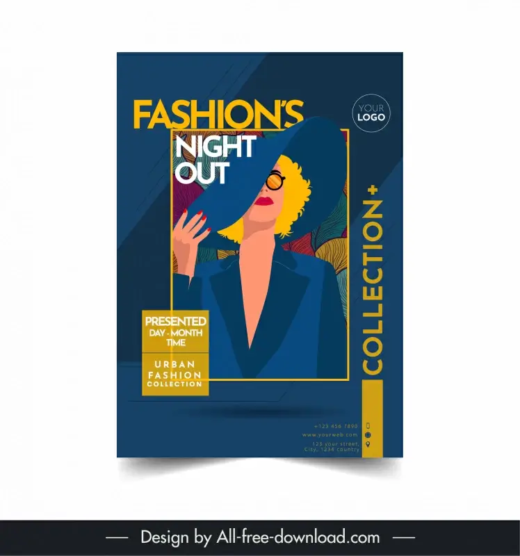 fashion flyer template elegant cartoon design