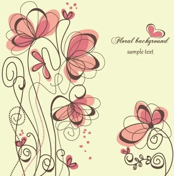 fashion handpainted flowers vector 1