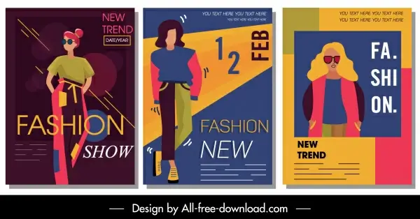 fashion magazine templates colorful design cartoon characters sketch
