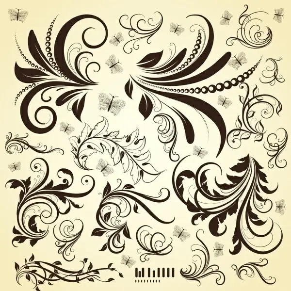 flower pattern template classical brown sketch curves ornament
