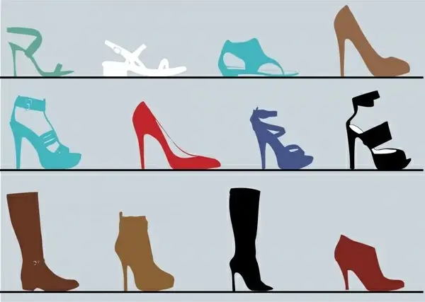 fashion shoes collection for women realistic vector