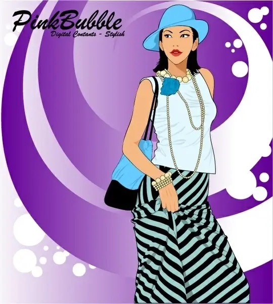fashion background young lady icon cartoon character