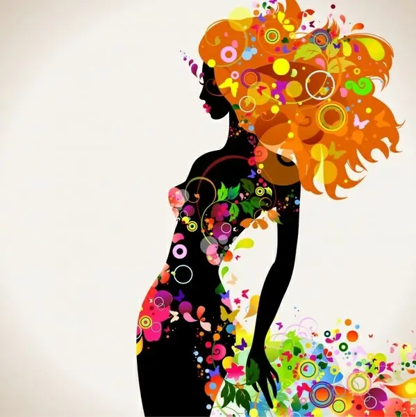 beauty background colorful natural elements modern silhouette design