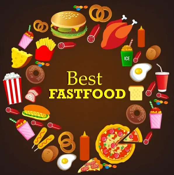 fast food design elements various food icons